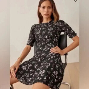 Reformation Bard Mini Puff Sleeve Dress in Jolene B1176